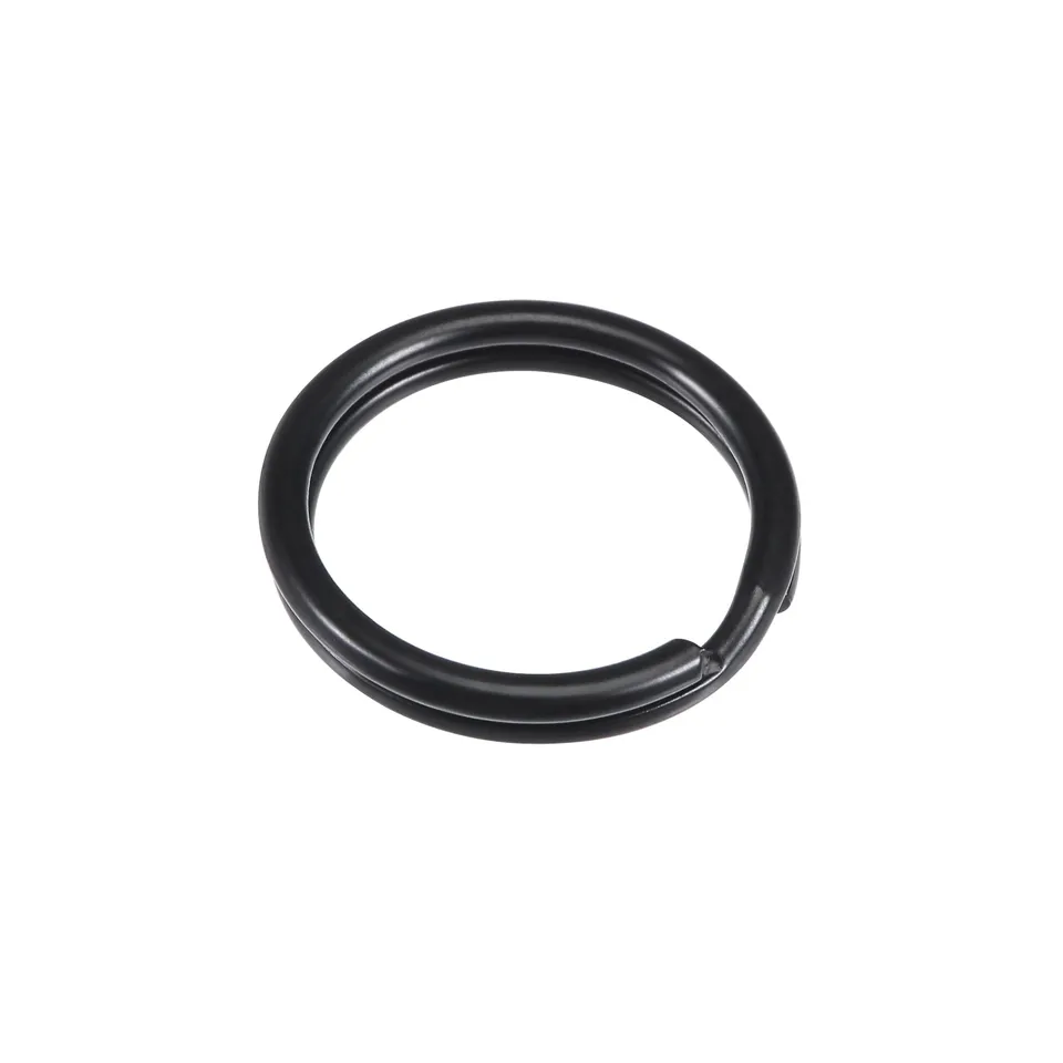 sourcing map Anneau Porte-Clé Fendu 15mm Noir Lot 20