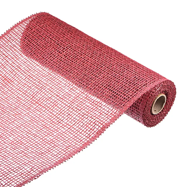 sourcing map Toile de jute PP rouge 25,4cm x 5 yards