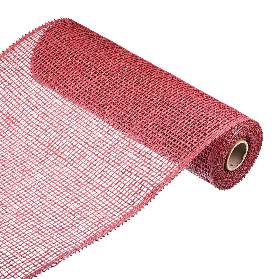sourcing map Toile de jute PP rouge 25,4cm x 5 yards