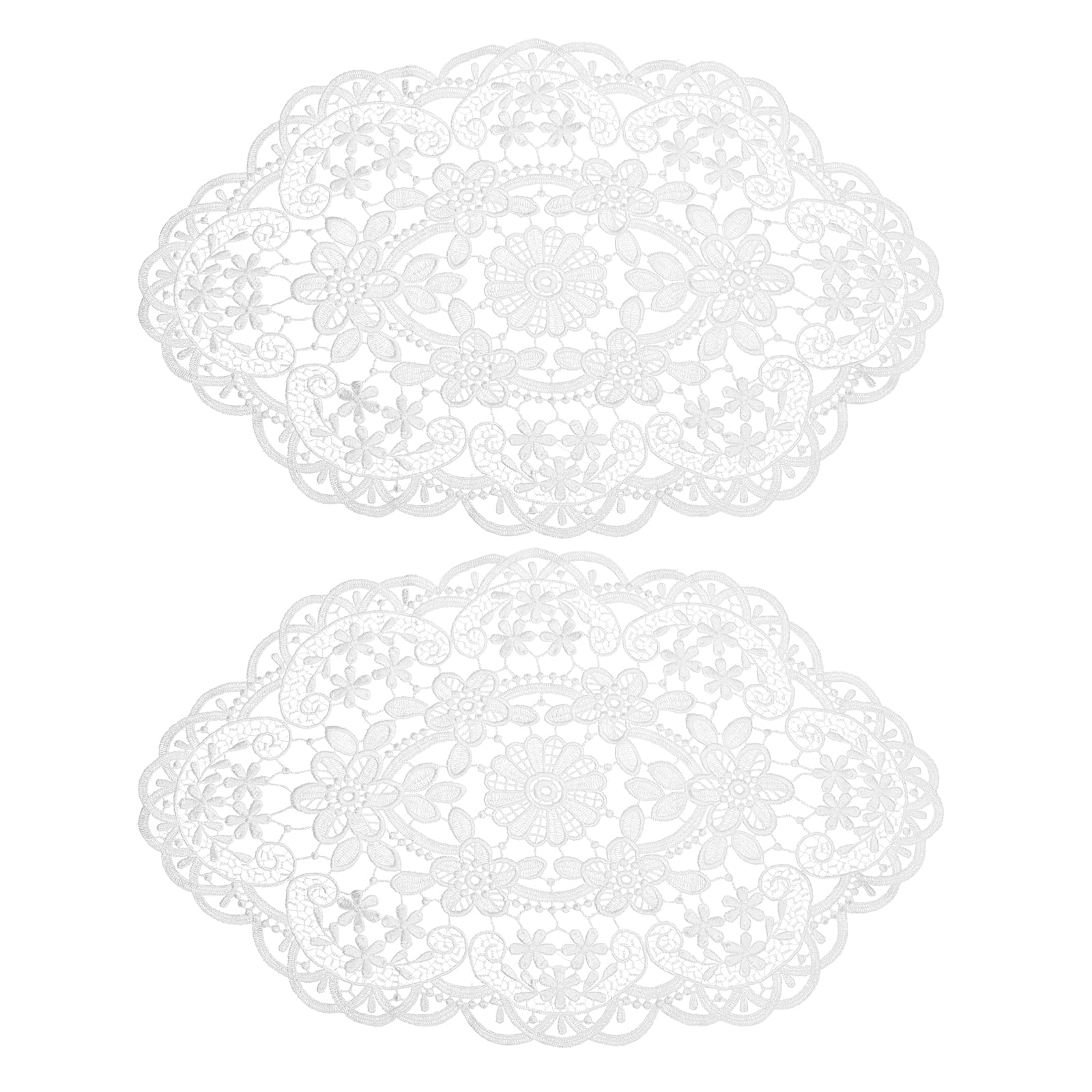 Sourcing Map Napperon Dentelle Blanc Ovale 30x45cm x2