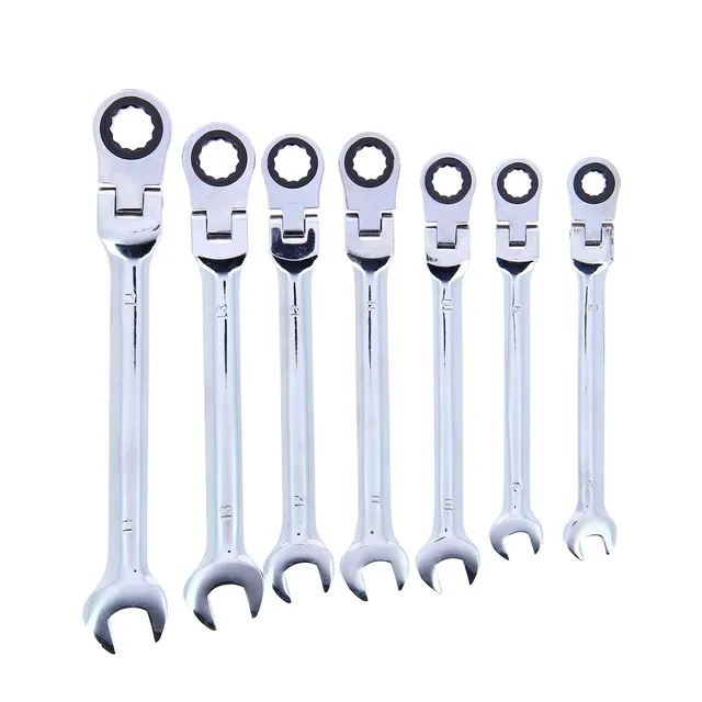 PRECISION STEEL 211444 Jeu 7 clés mixtes à cliquet 8-14 mm chrome vanadium