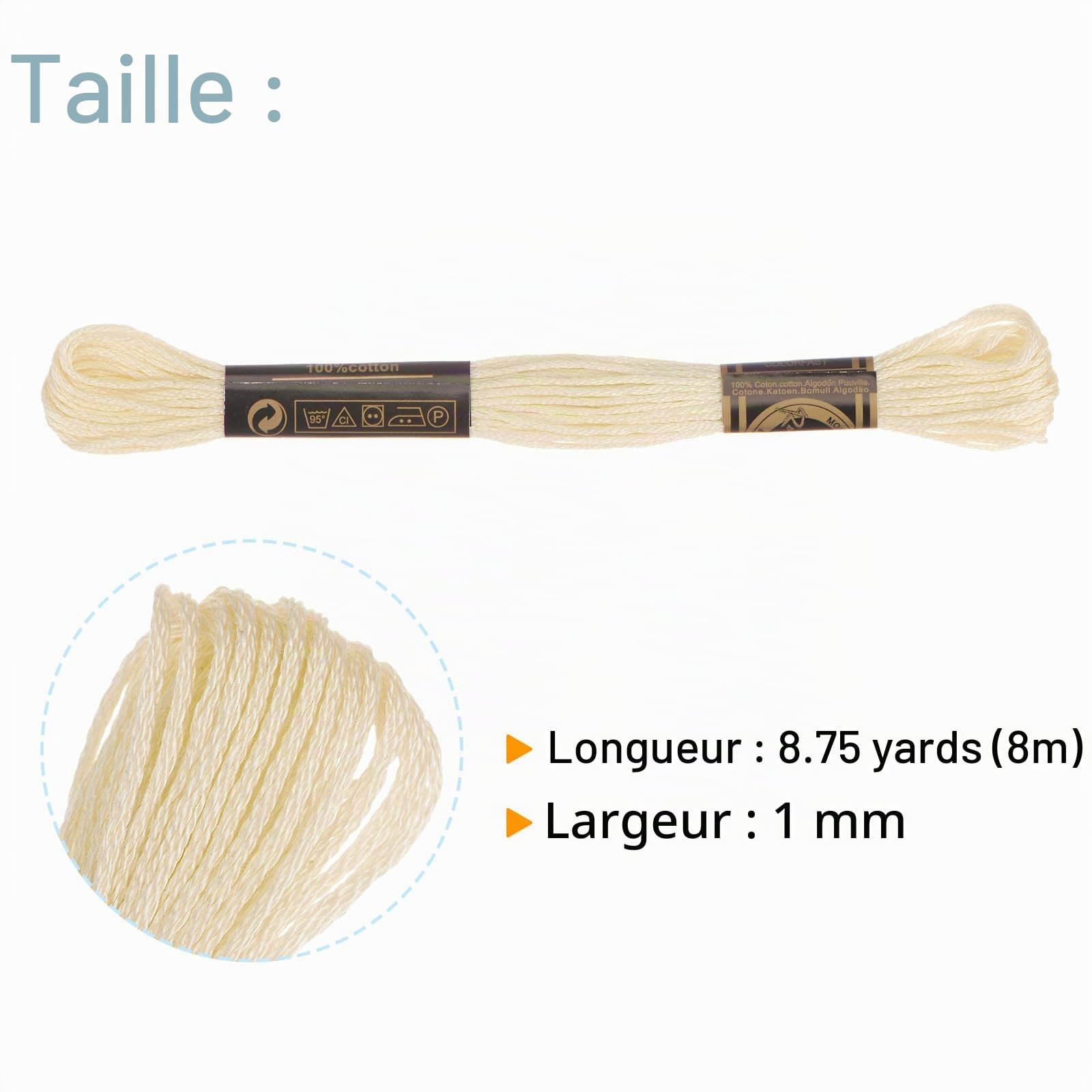 sourcing map Home & Garden fil à broder crème 12 x 8 m coton