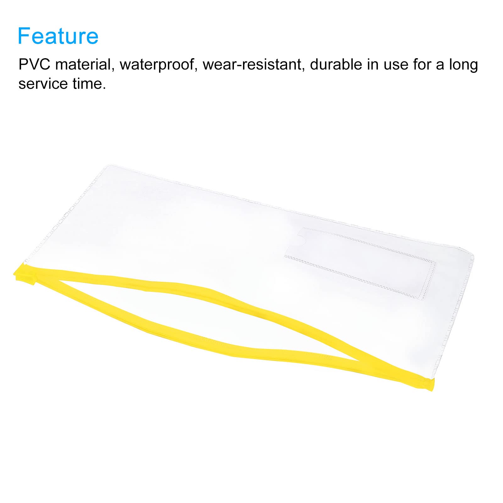 sourcing map pochette zippée A6 jaune x20 PVC