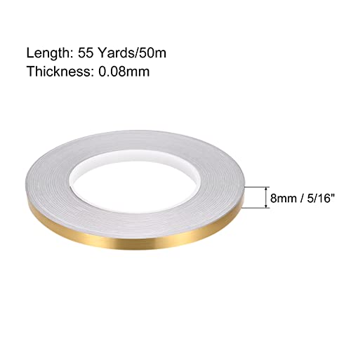 sourcing map Ruban Adhésif Carrelage Doré 8mm x 50m