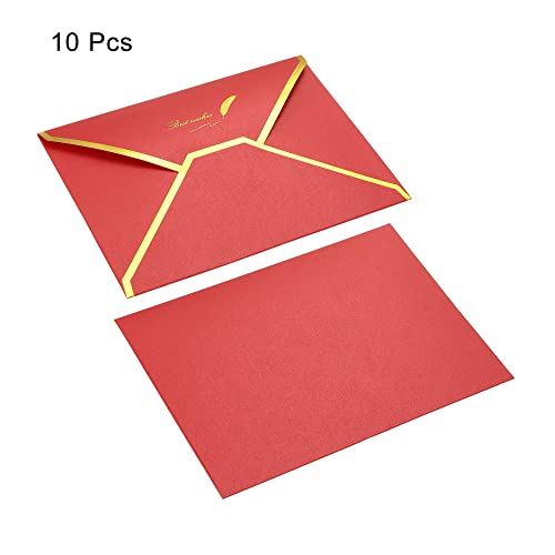 Sourcing Map Enveloppe B6 Rabat V 10 pcs Rouge Bord Doré