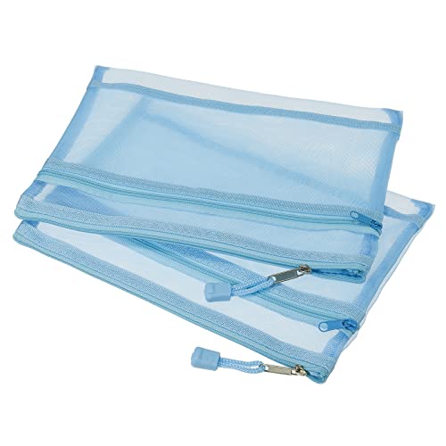 sourcing map A5 pochette maille zippée bleue lot de 6 nylon