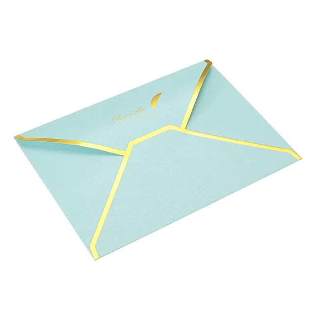 Sourcing Map Enveloppe B6 Rabat V 10 pcs Bleu Ciel Doré