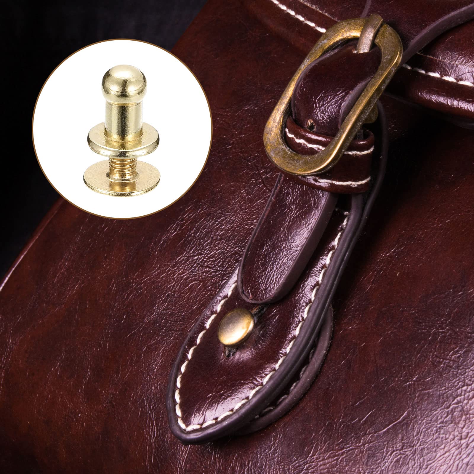 sourcing map rivet cuir tête boule 4mm doré métal lot de 15