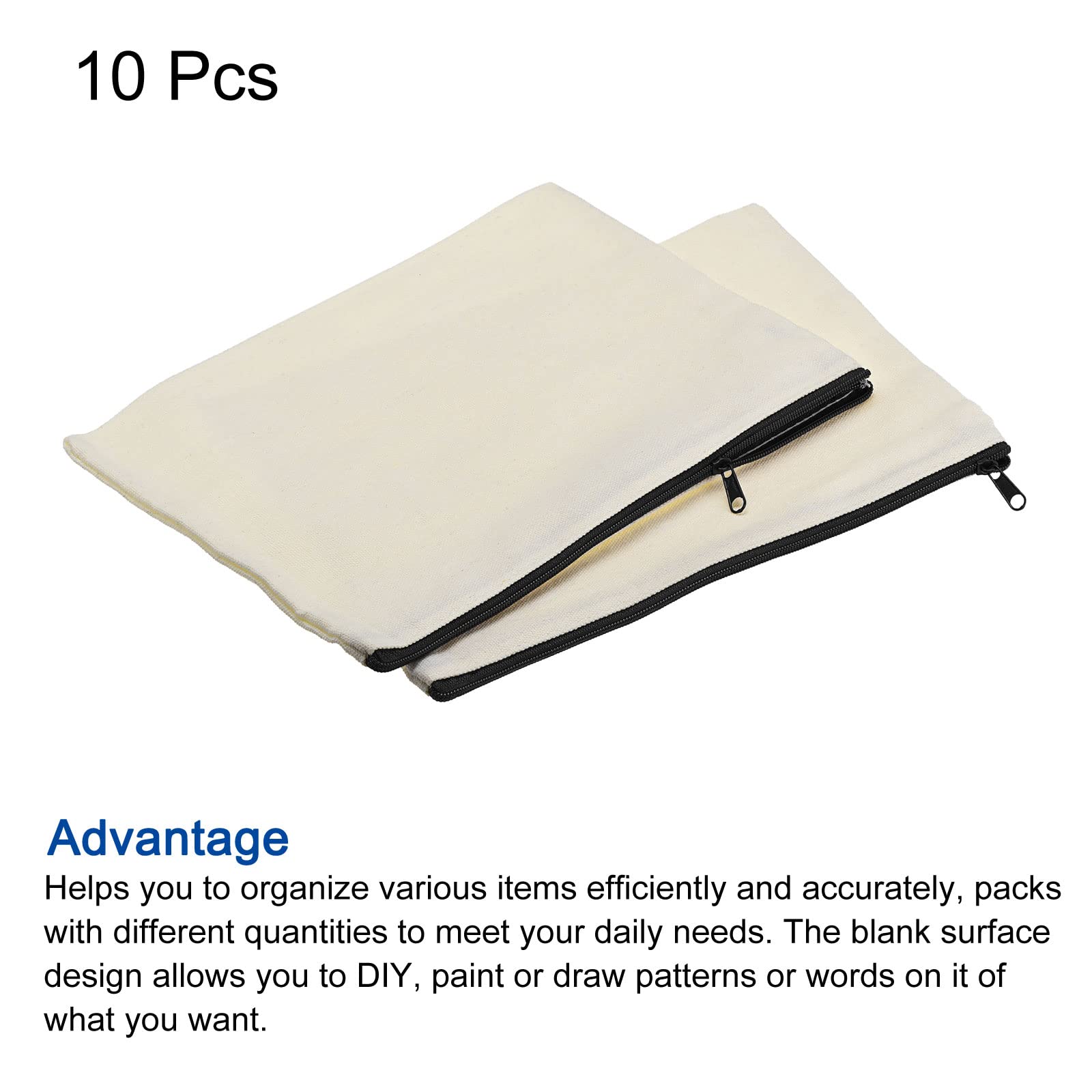 Sourcingmap Office pochette toile zip noire 23,5x17,5 cm 10 pcs