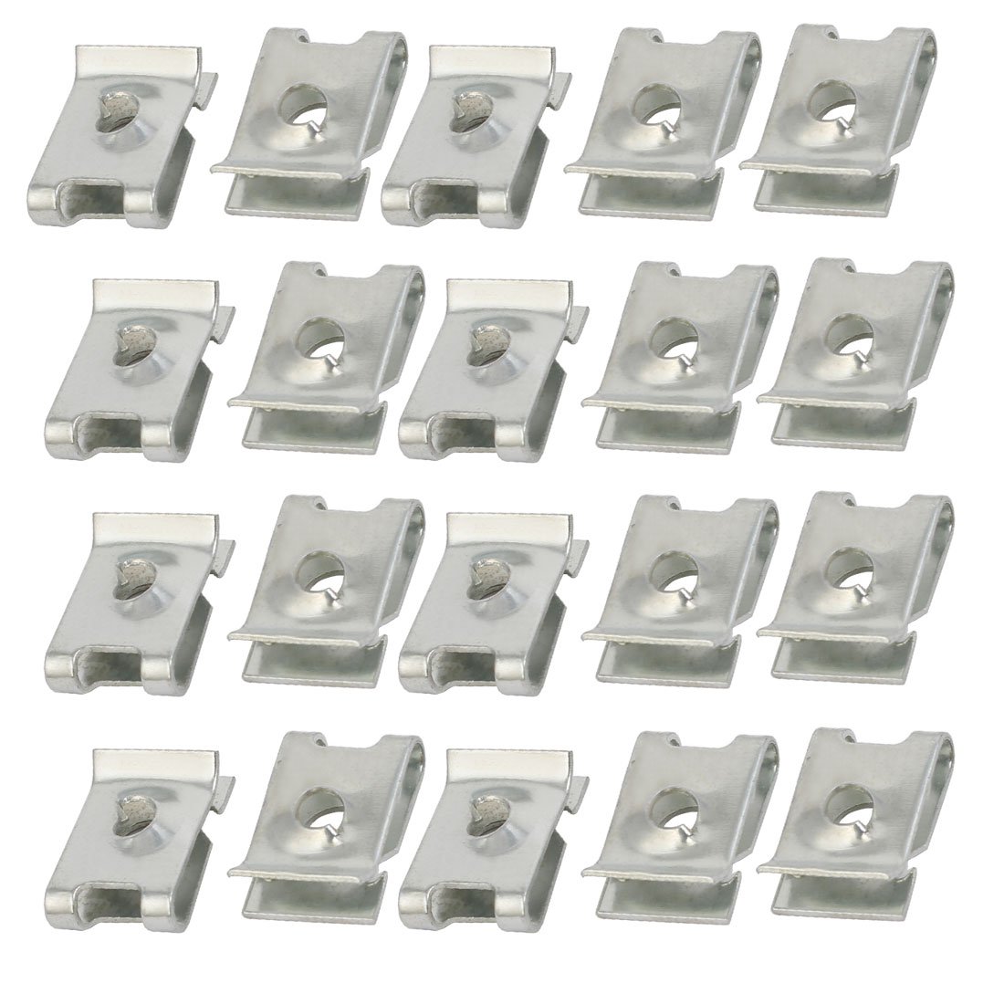 sourcing map Écrou U M4 clips carénage auto 20pcs acier argent
