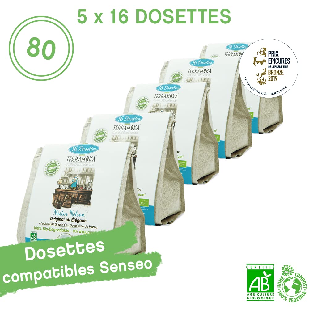 Terramoka Mister Nelson Dosettes Senseo Déca Bio Arabica 80 pcs