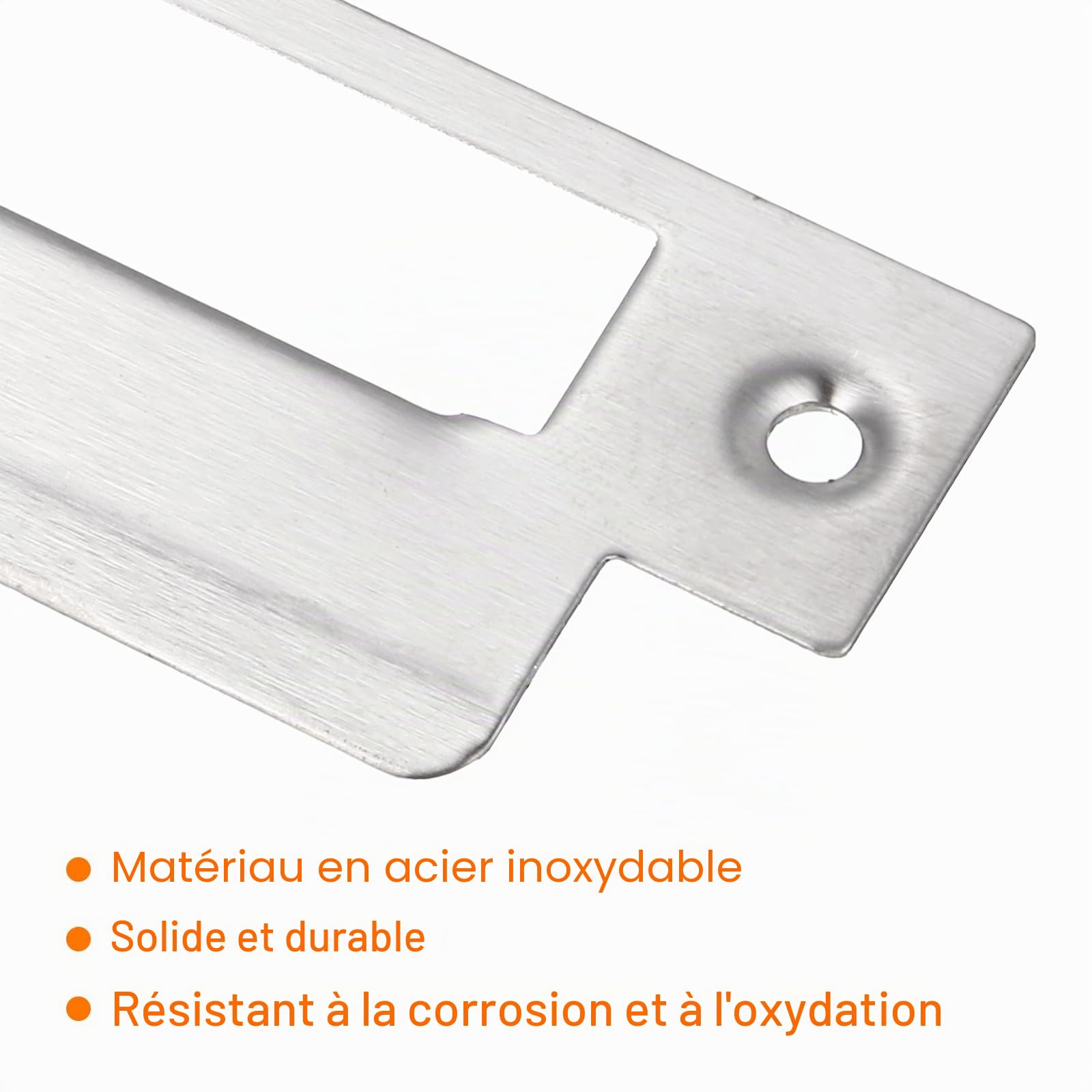sourcing map Plaque de frappe 145x40mm inox argent