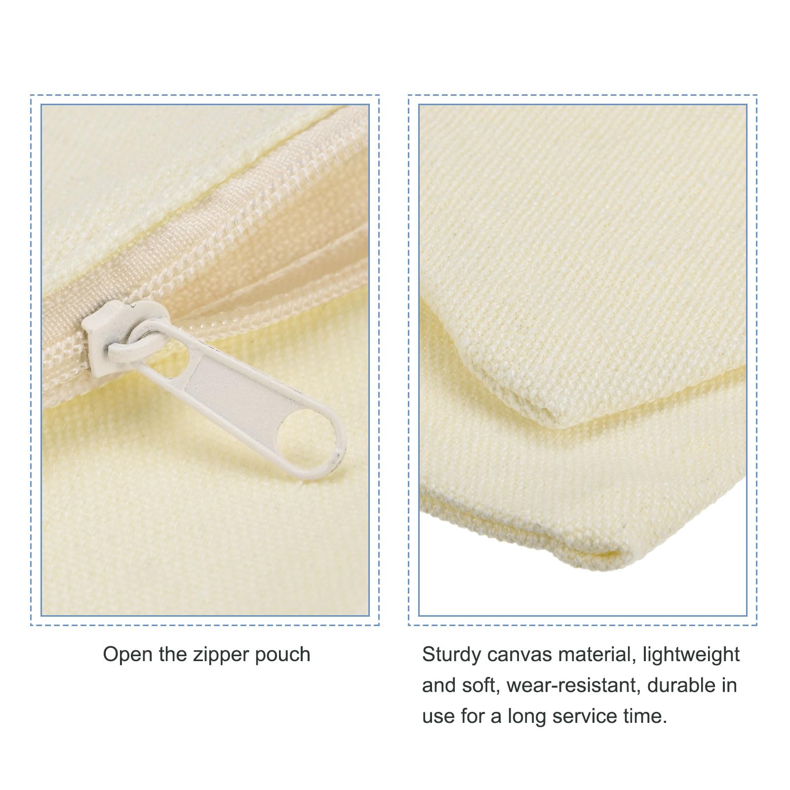 sourcing map Pochette Toile 20x14cm Beige Lot de 4
