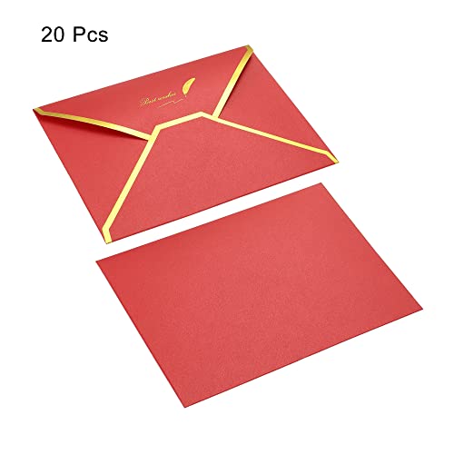 Sourcing Map Enveloppes B6 Rouges Bord Doré 13x18 cm Lot de 20