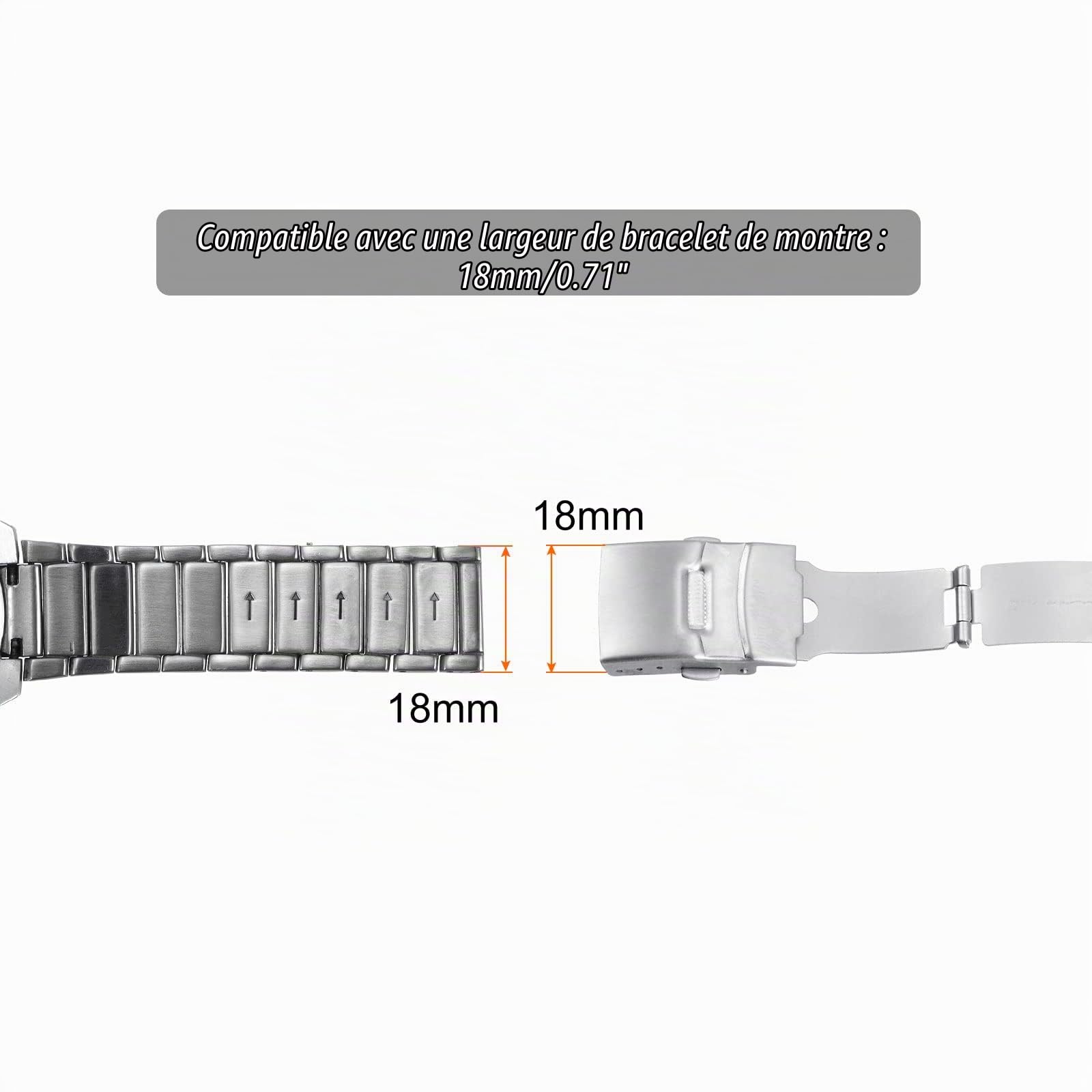 Sourcingmap fermoir montre déployante 18 mm boucle argenté