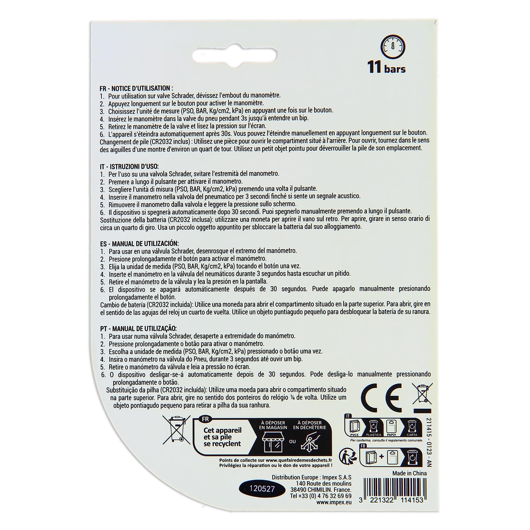 PRECISION STEEL Contrôleur Pression Pneu Digital Noir