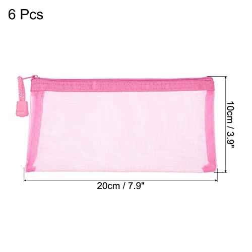 sourcing map pochette maille zippée A6 rose lot 6 nylon
