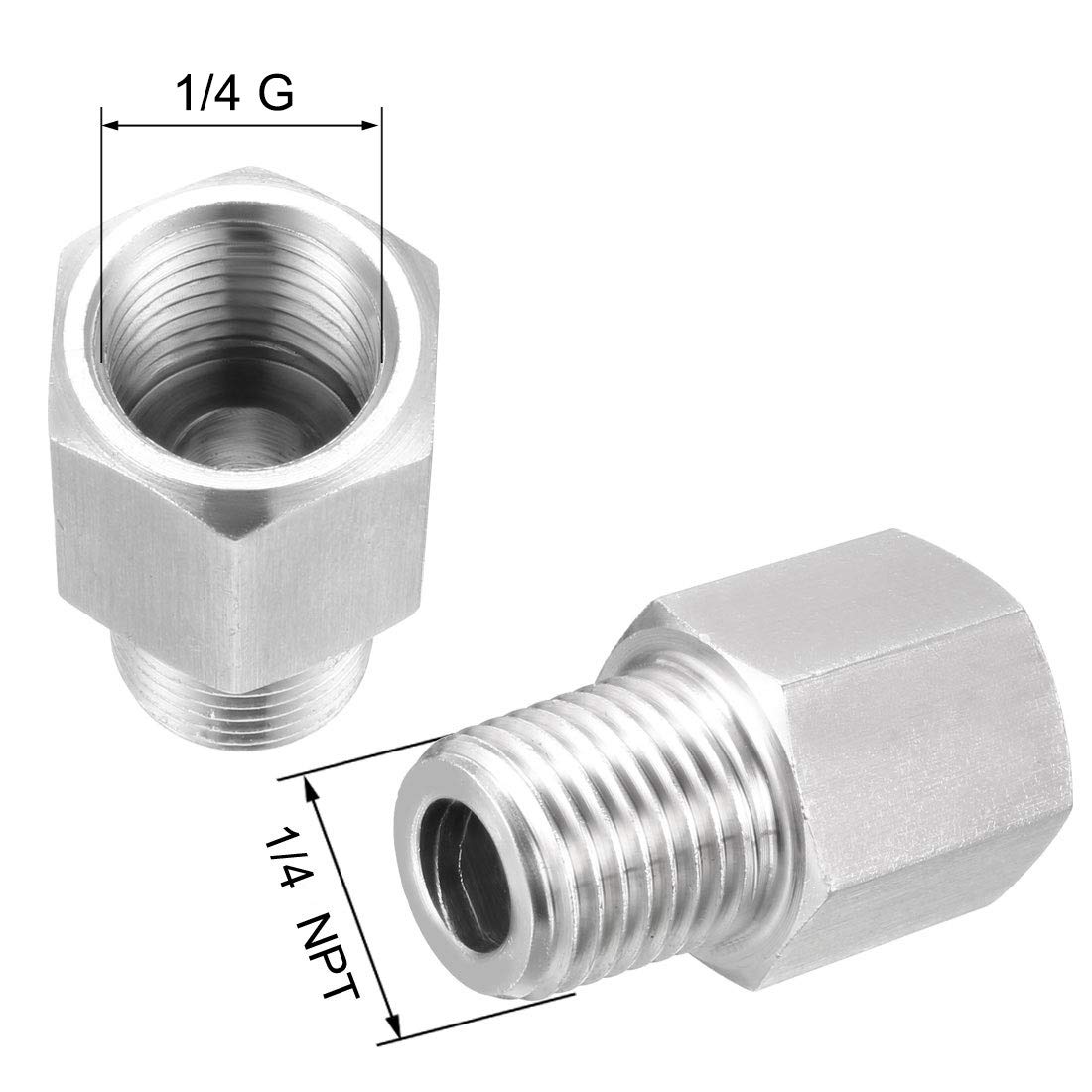 Sourcingmap Industrial Adaptateur 1/4 NPT Mâle 1/4 G Femelle Inox