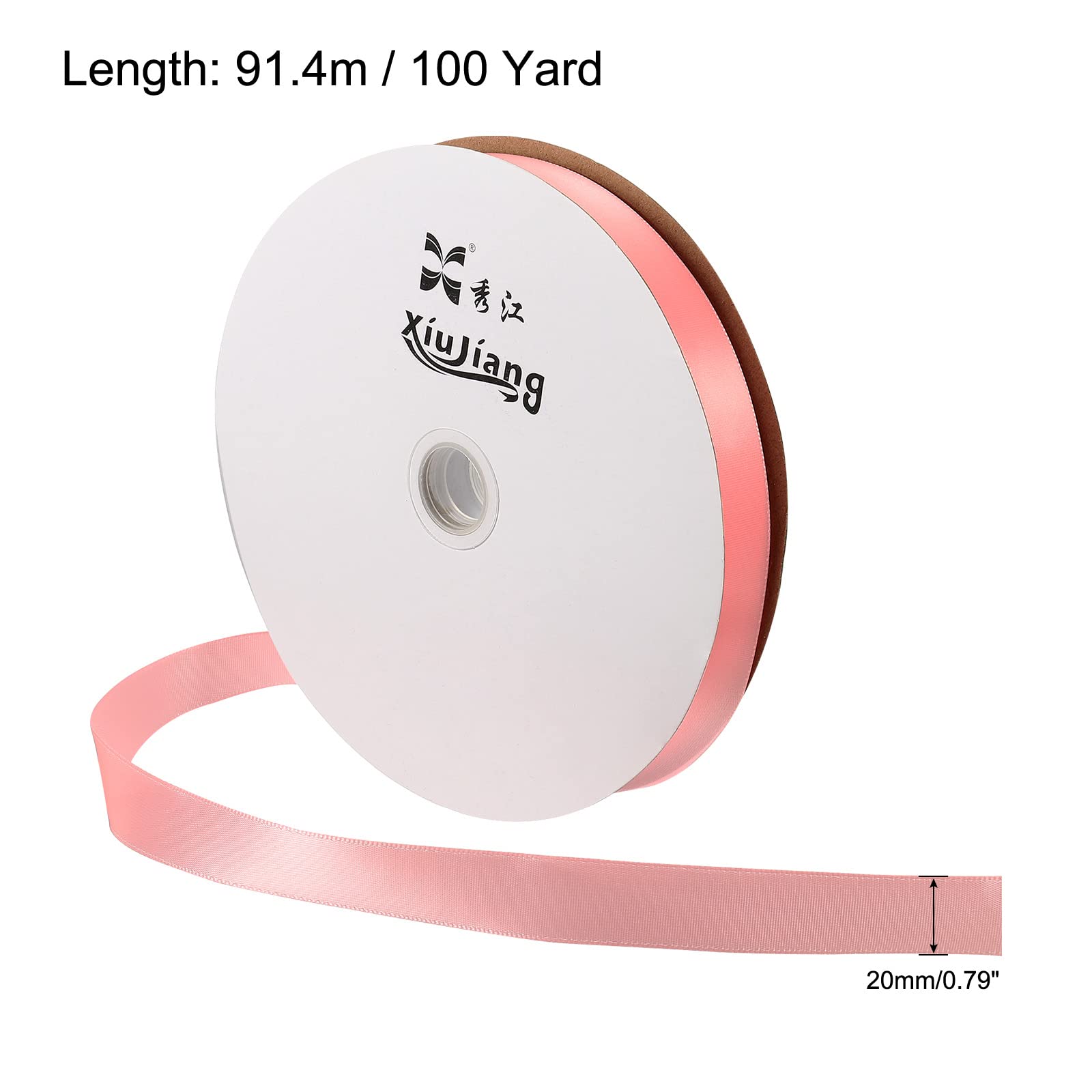 sourcing map ruban satin rose 20mm x 91,4m décoration