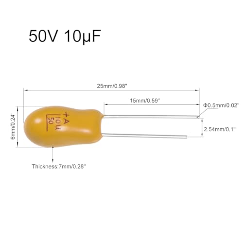Sourcing Map 10uF 50V condensateur tantale 1 pc radial jaune