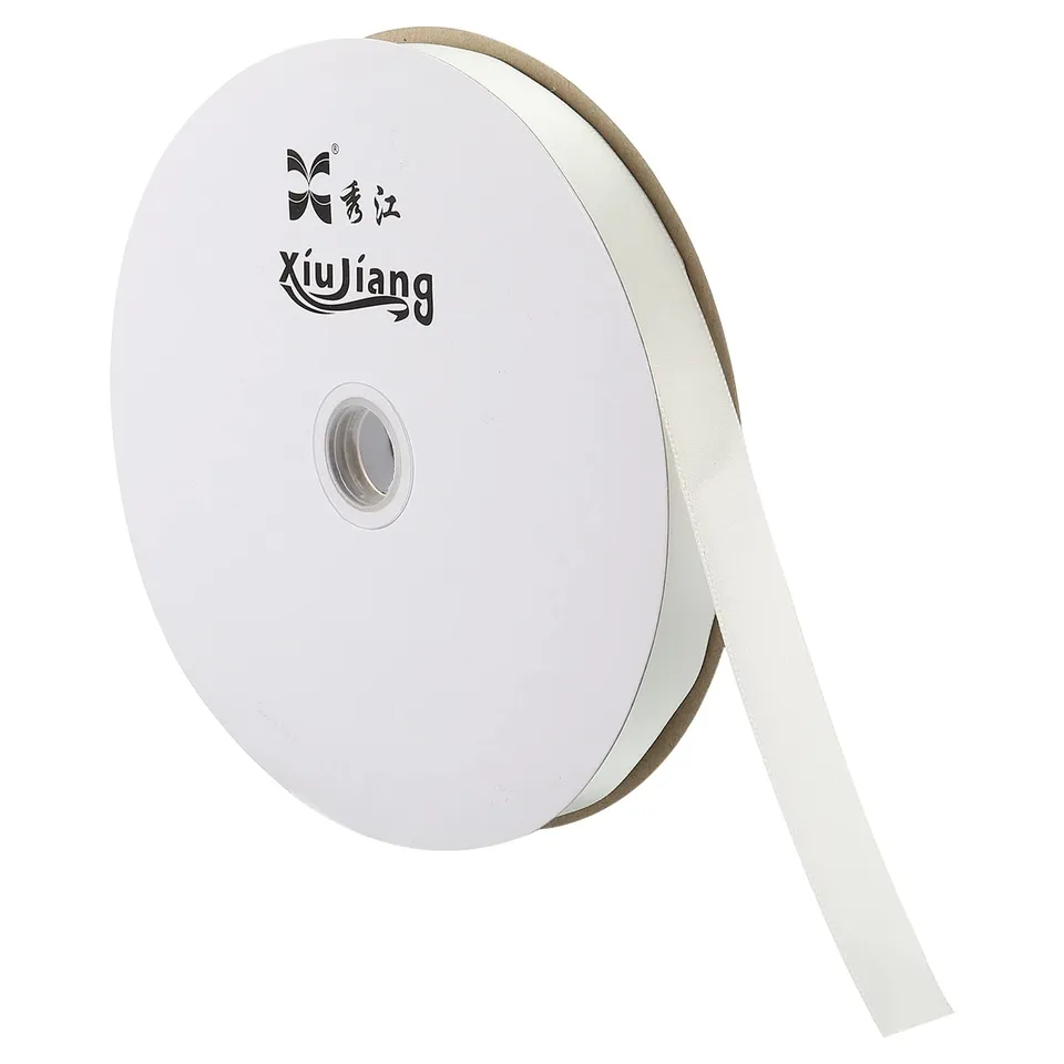 Sourcingmap Ruban Satin 20mm x 91,4m Blanc Brut Polyester