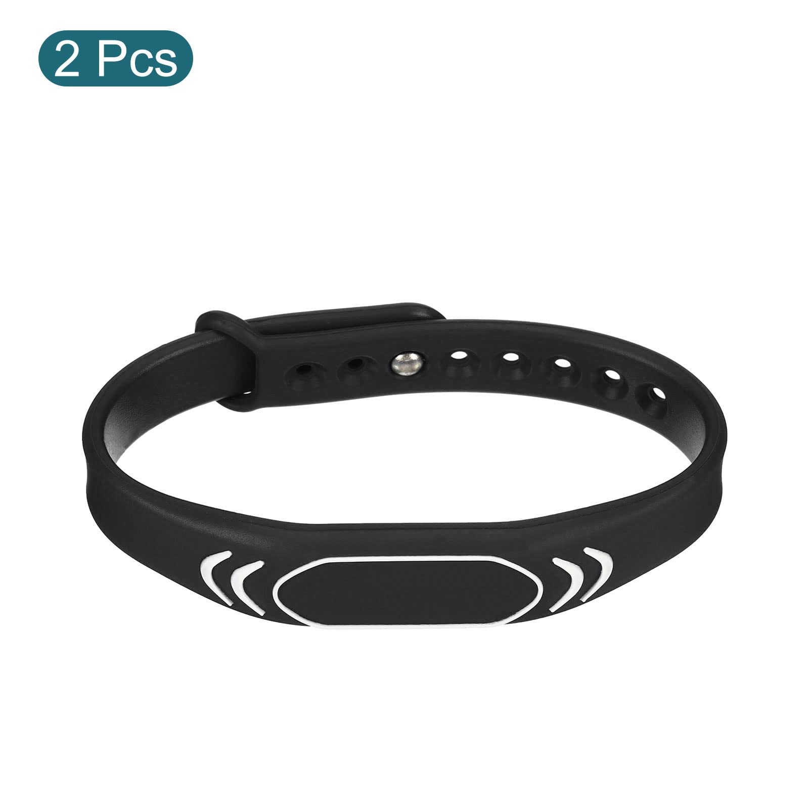 Sourcingmap Bracelet RFID 13,56 MHz silicone noir lot 2 réglable