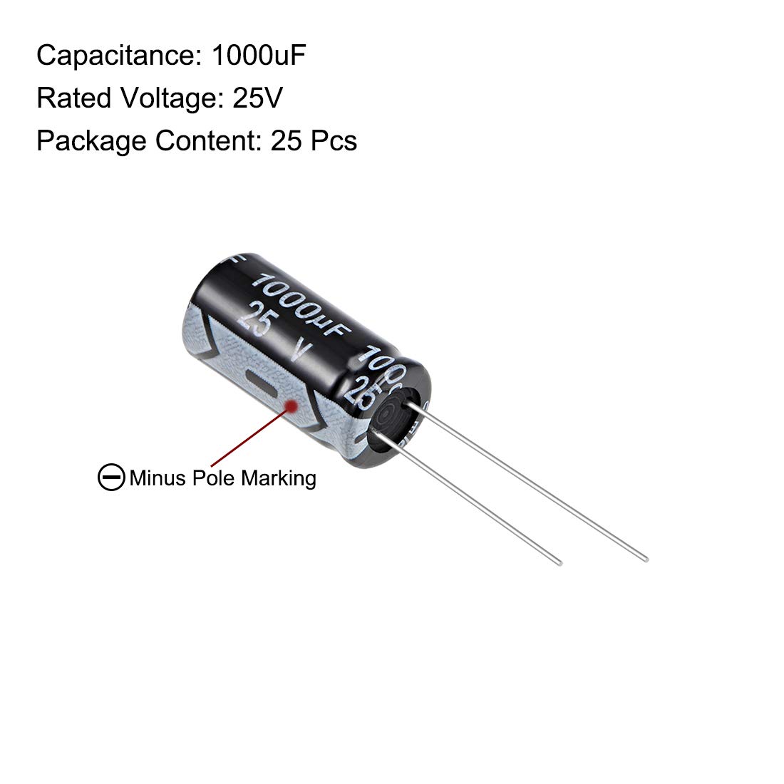Sourcingmap 1000uF 25V condensateur électrolytique 25 pcs 105°C