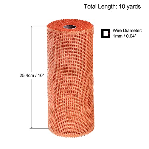 sourcing map Home & Garden maille 10 pouces x 10 yards orange 1 rouleau