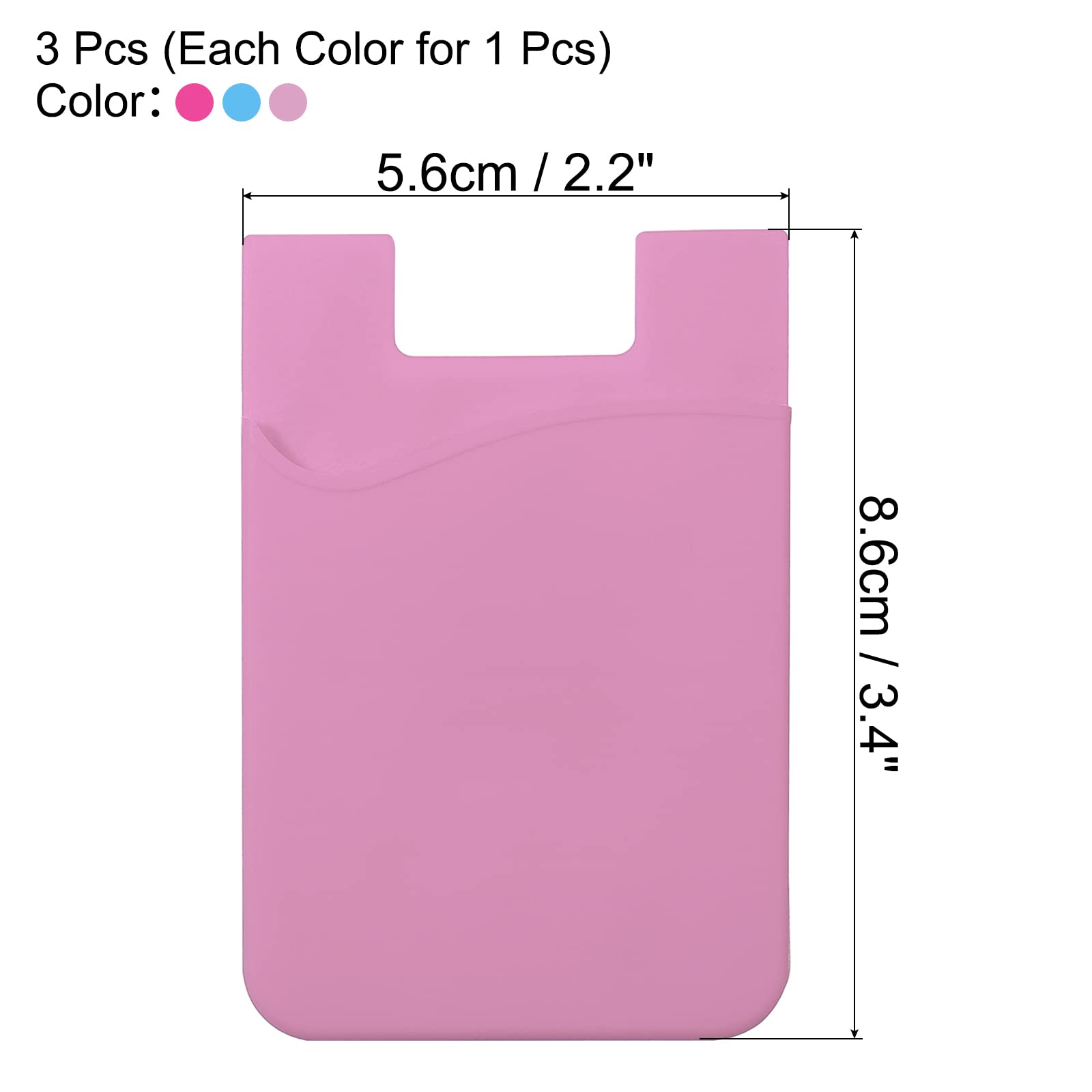 Sourcing Map Electronics Porte-Carte Téléphone Silicone Rouge Bleu Rose x3
