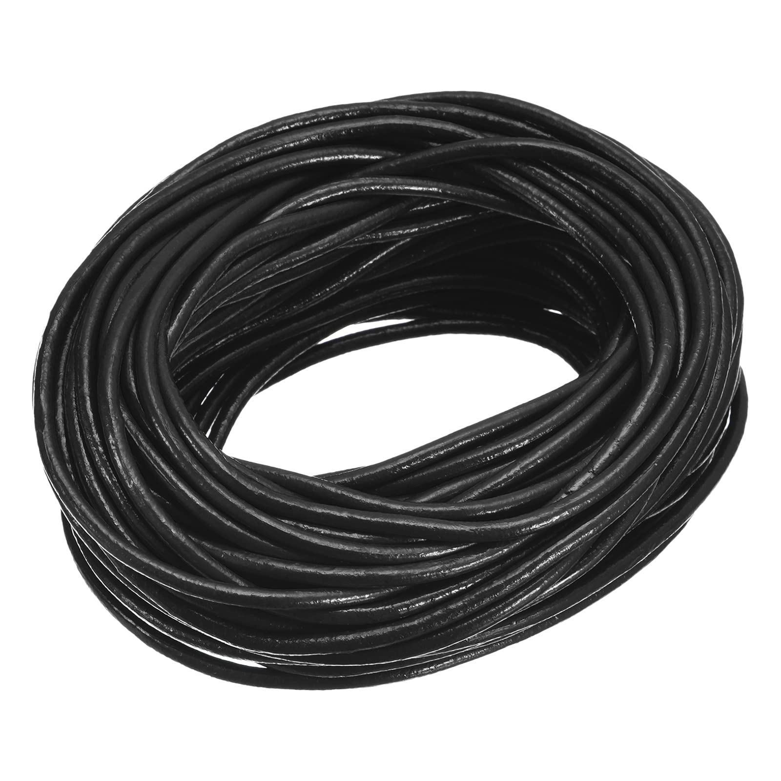 Sourcingmap Home & Garden Cordon cuir rond 2 mm noir 10 m