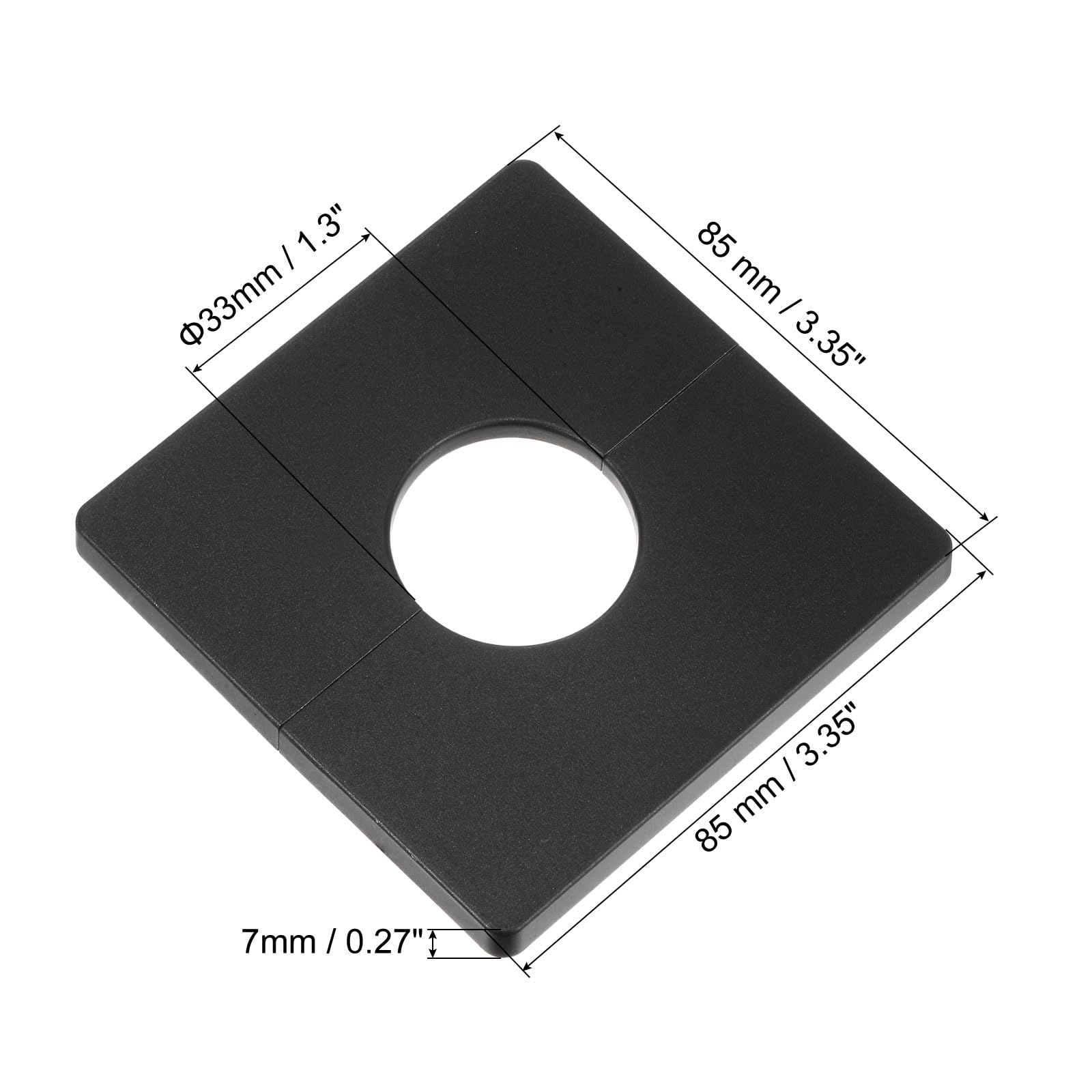 Sourcingmap Cache-tuyau Noir 33mm Lot 2 ABS 85mm