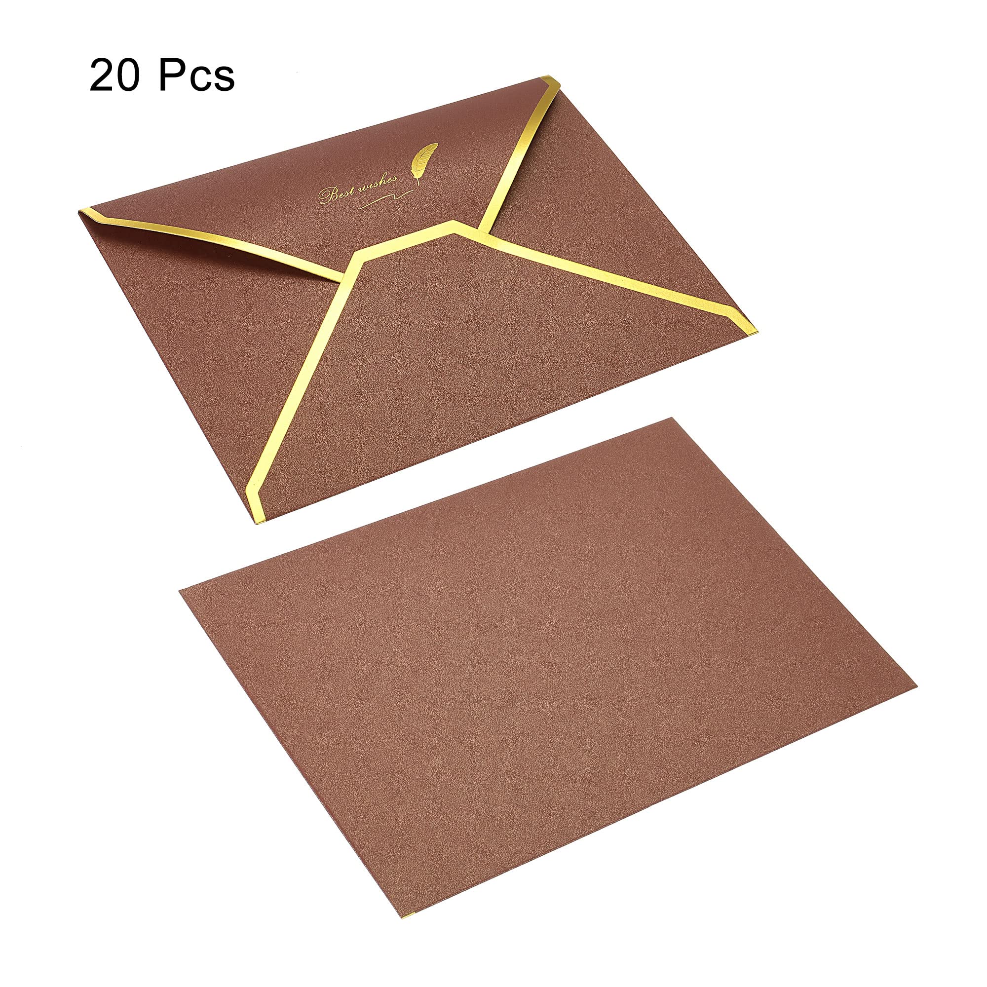 sourcing map Enveloppes B6 marron bord doré x20 mariage