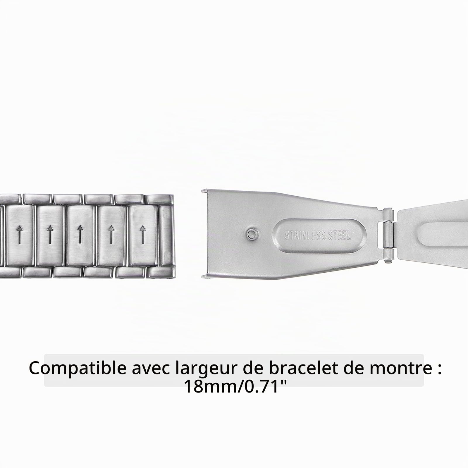 sourcing map fermoir montre déployante 18mm inox argenté