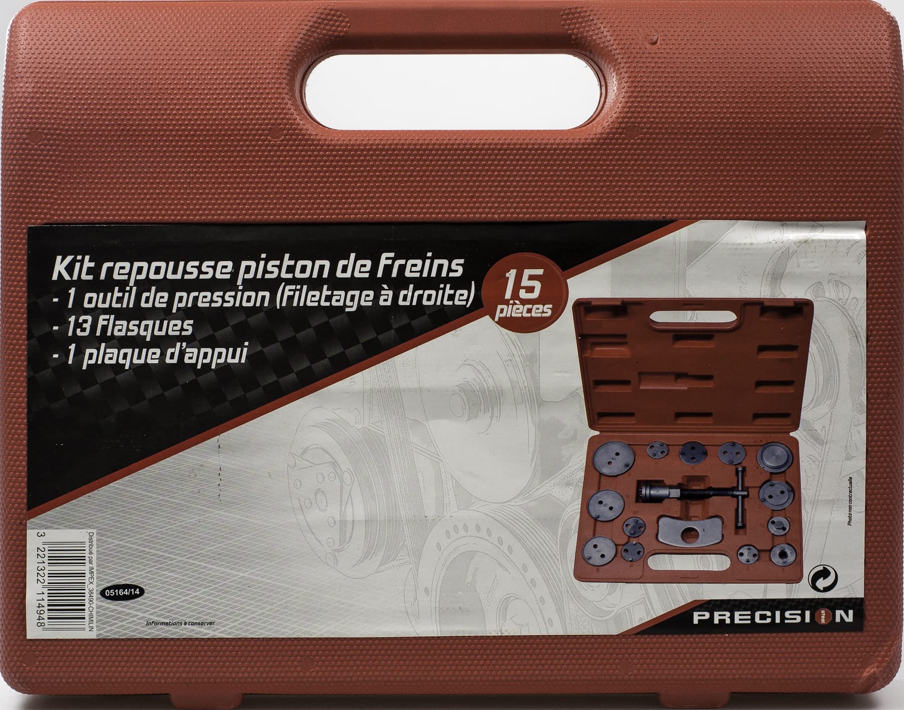 Precision Steel repousse piston étrier de frein mallette 15 pièces