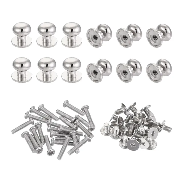 Sourcing Map Bouton meuble rond 9mm argenté 24pcs + vis