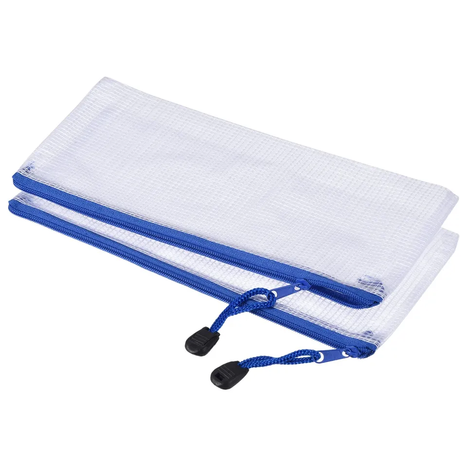 sourcing map Pochette zip blanche x3 PVC 23,5x10,5 cm