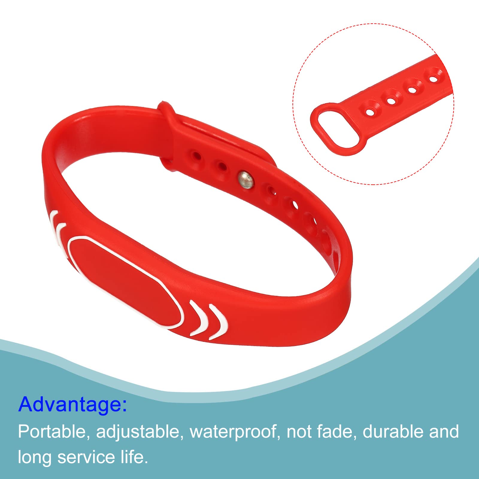 sourcing map TK4100 bracelet RFID rouge 1 pièce 125KHz