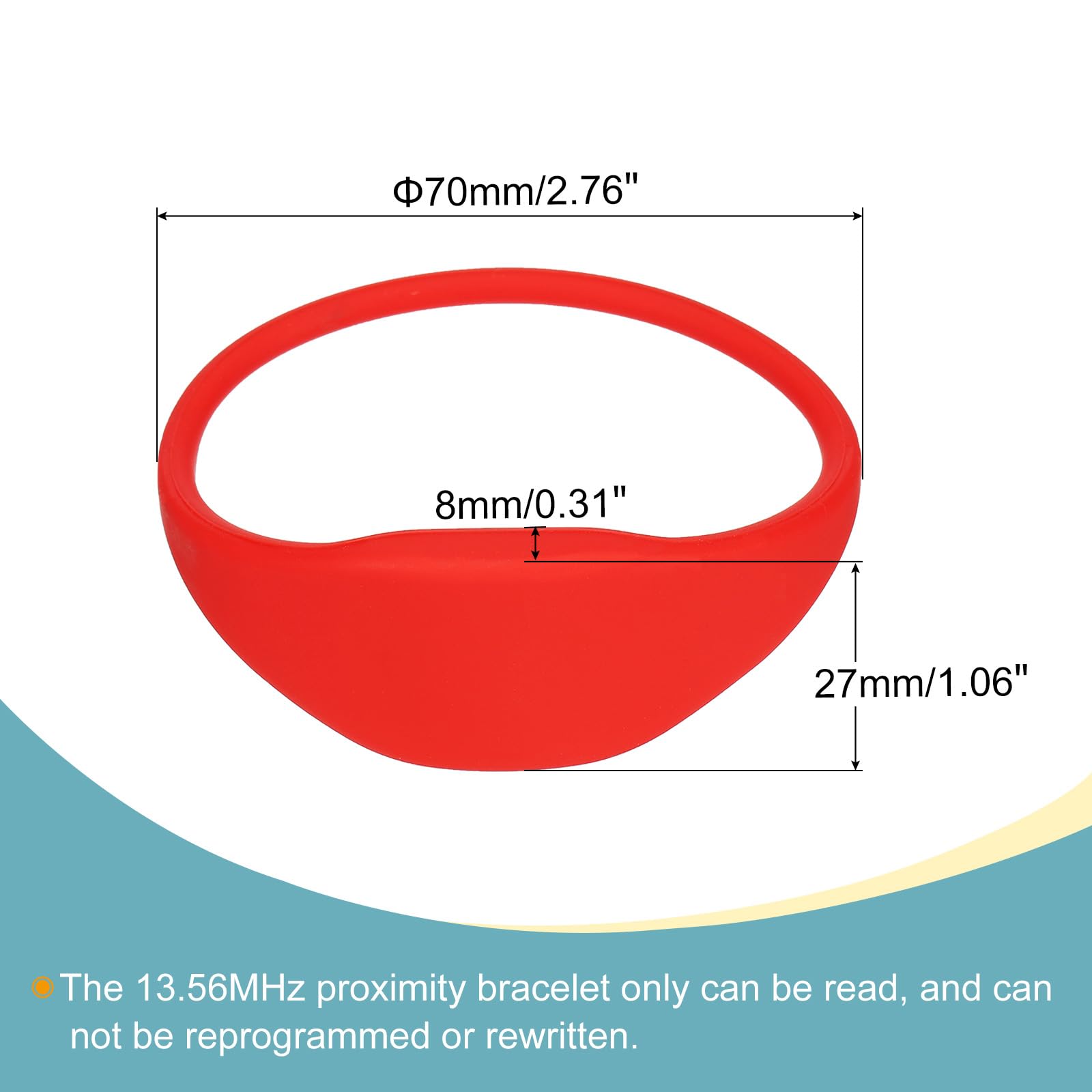 Sourcing Map bracelet RFID silicone rouge lot 5 13,56 MHz
