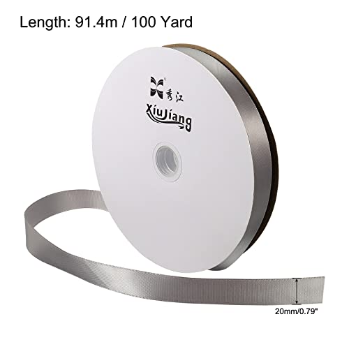 sourcing map Home & Garden Ruban Satin Argenté 20mm x 91,4m