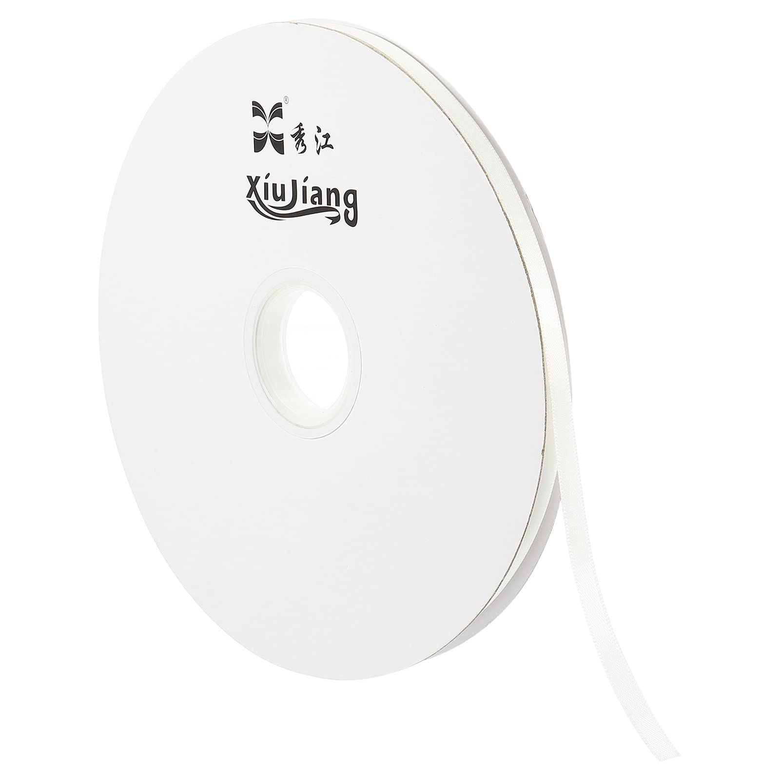 Sourcing Map ruban satin blanc cru 7mm x 91,4m double face