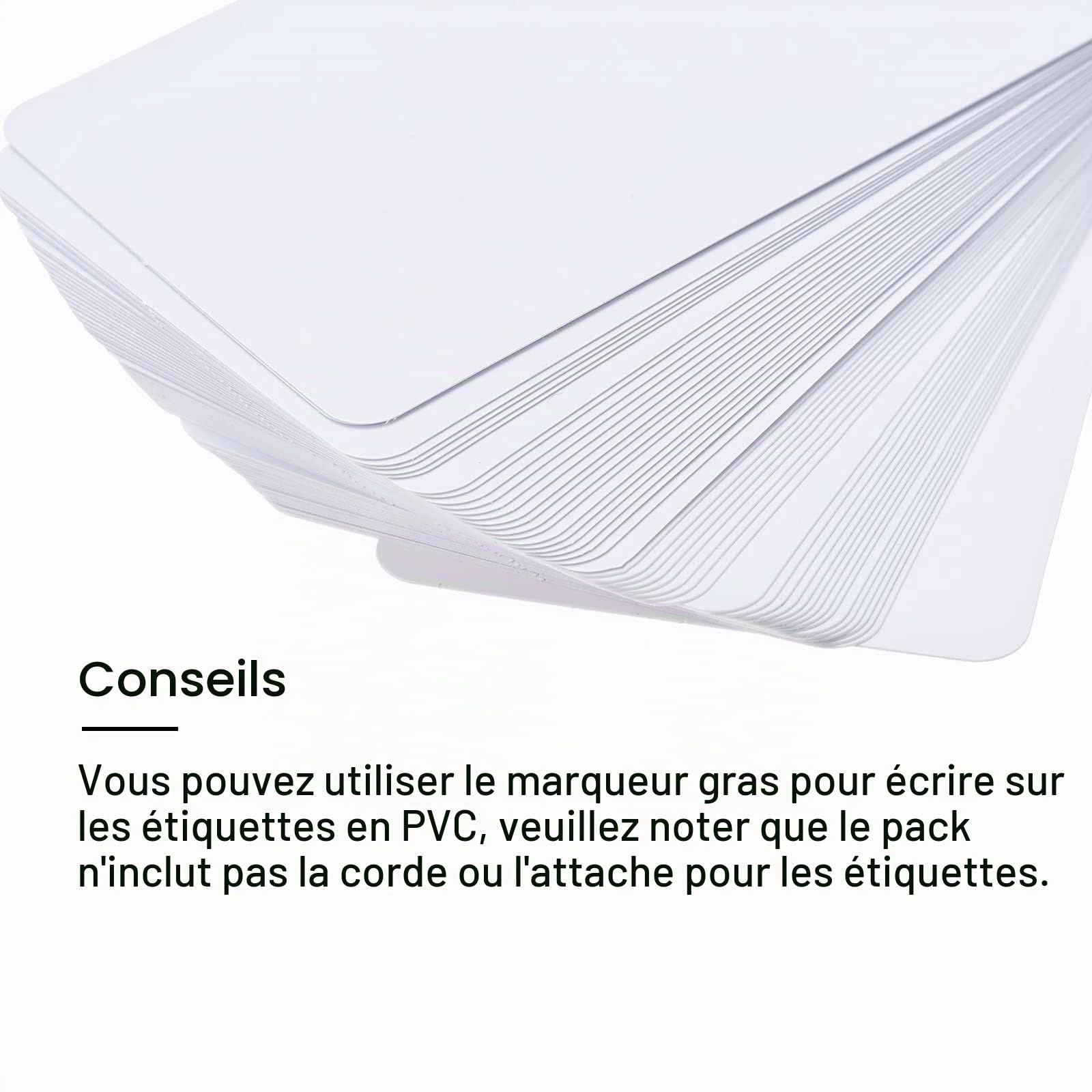 Sourcing Map Étiquettes PVC blanc 50 pcs 50x90 mm imperméables