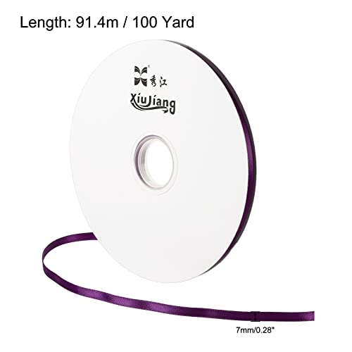 sourcing map Ruban Satin Violet Foncé 7mm x 91,4m Rouleau