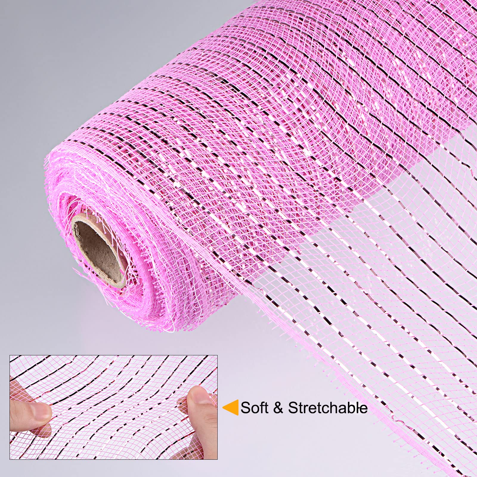 Sourcing Map Ruban maille jute rose 26cm 10 yards