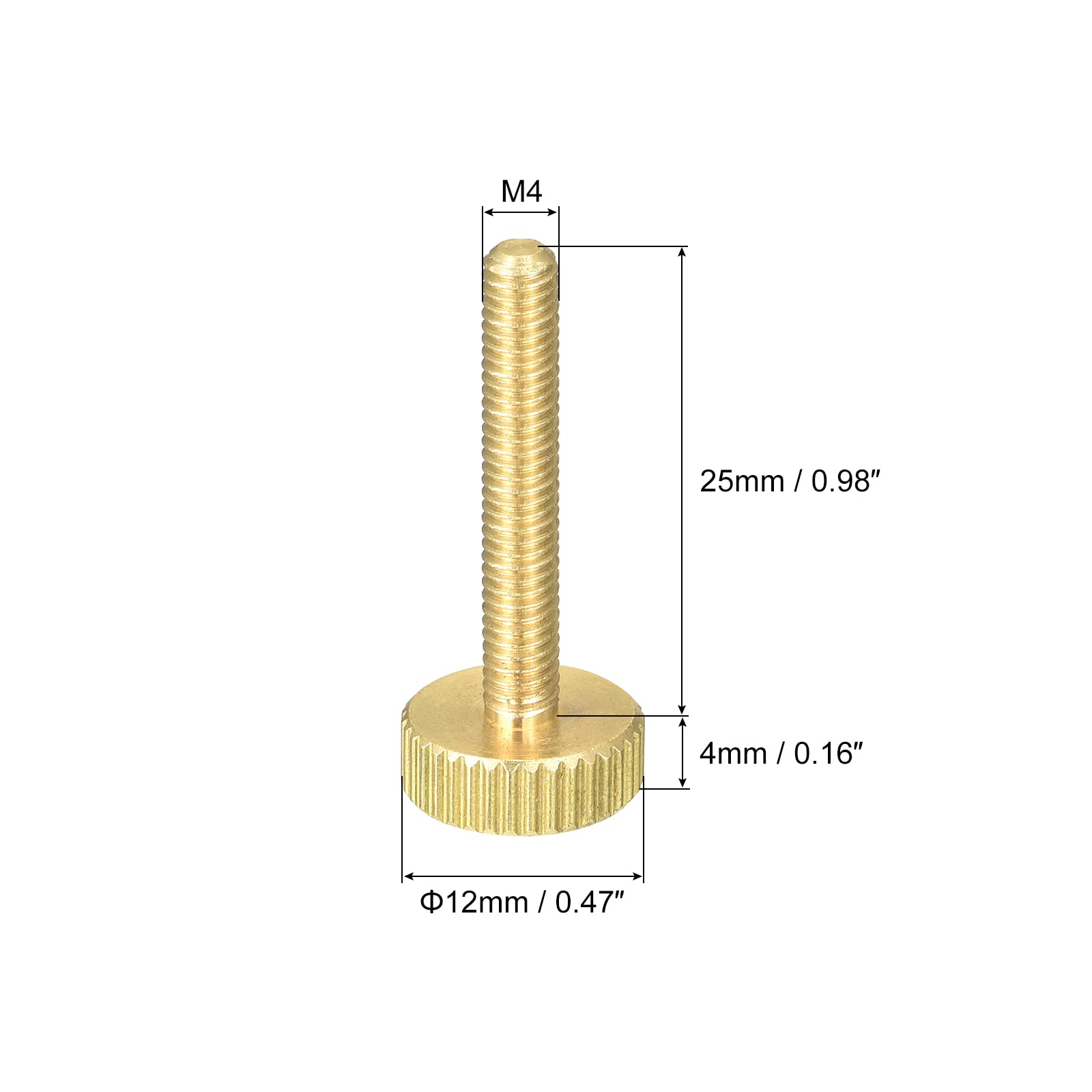 Sourcingmap Vis Moletée Laiton M4x25mm Tête 12mm Lot 2