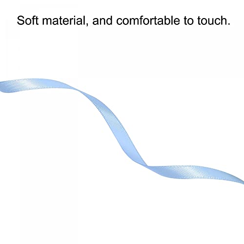 sourcing map Ruban Satin Bleu Ciel 7mm x 91,4m Double Face