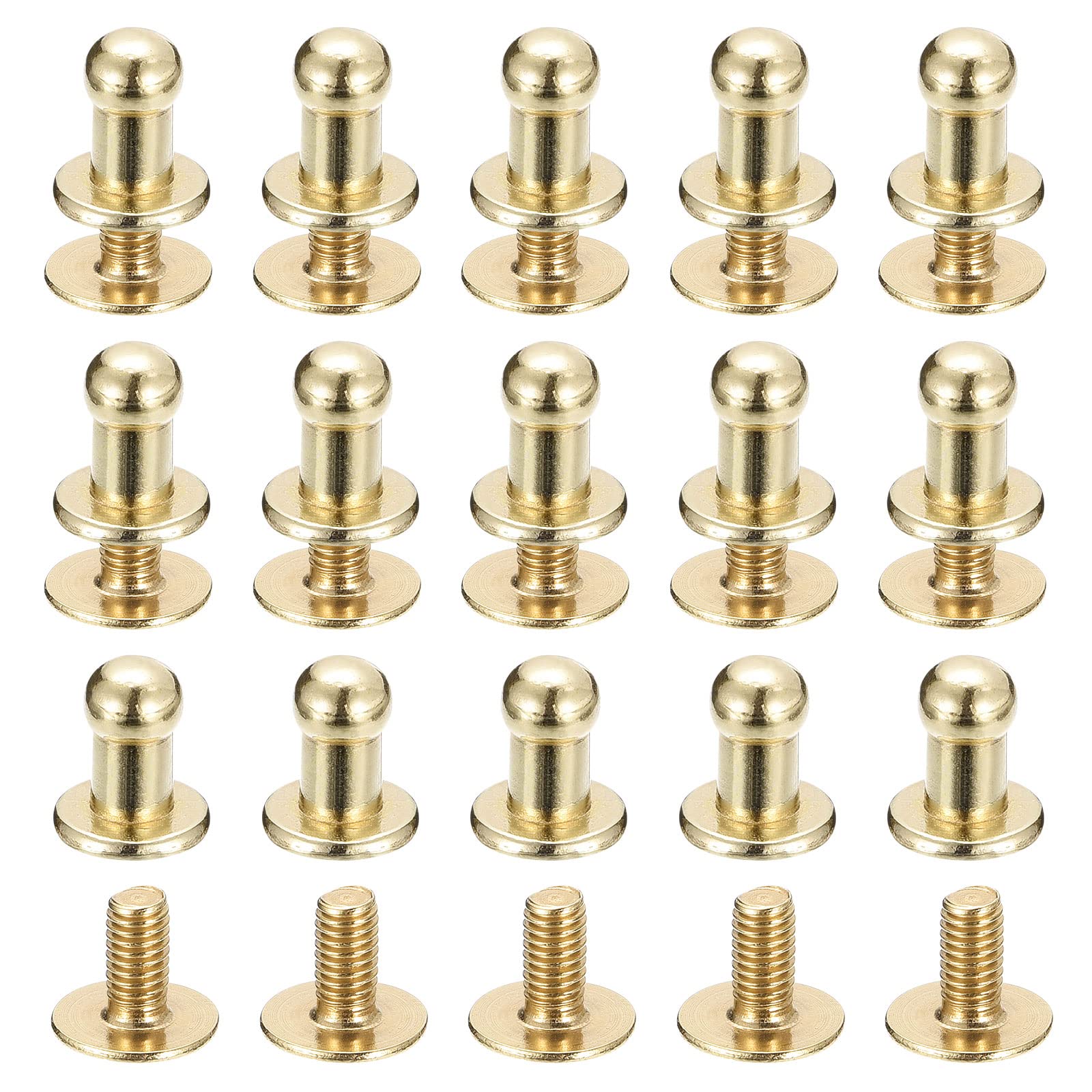 sourcing map rivet cuir tête boule 4mm doré métal lot de 15