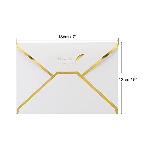 sourcing map Enveloppe B6 blanche bord doré lot de 20 invitation