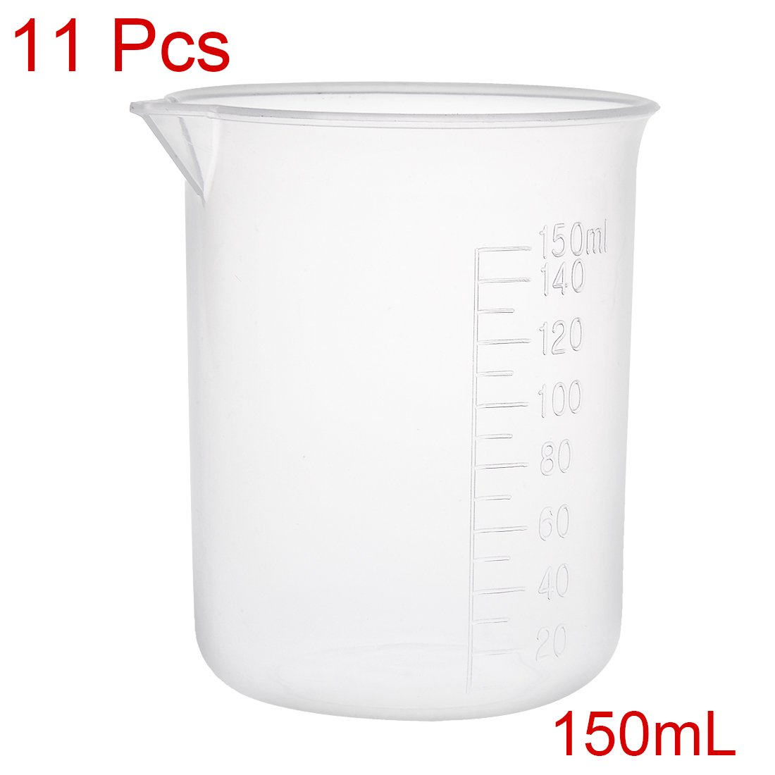 Sourcing Map Bécher gradué plastique 150ml lot 11 transparent