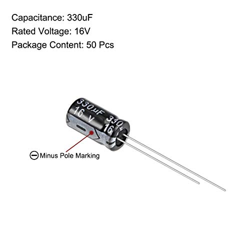 sourcing map 330uF 16V condensateur aluminium 50 pièces 105°C