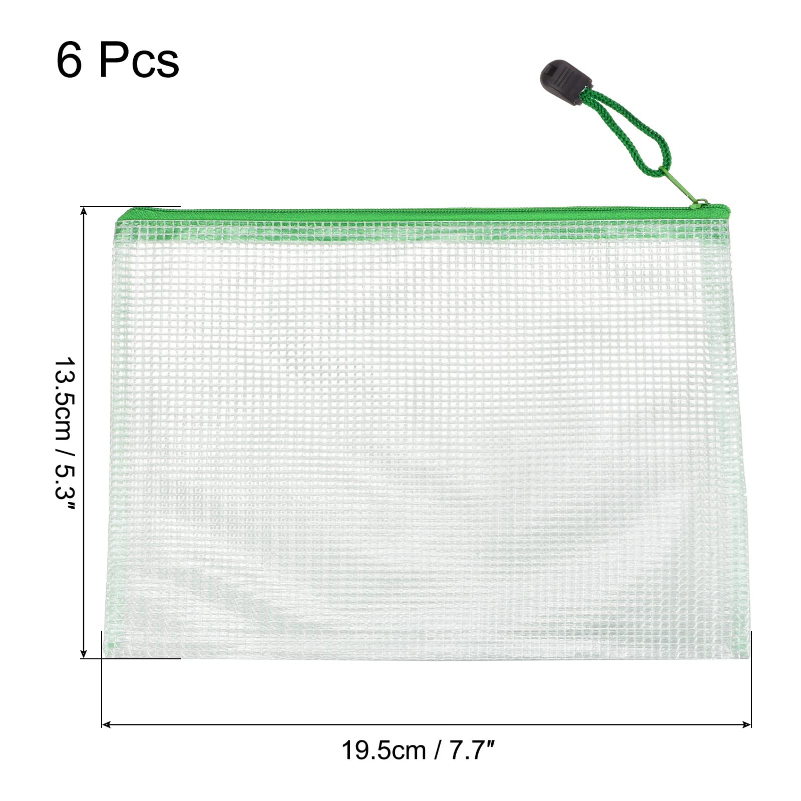 Sourcingmap pochette B6 zip verte lot de 6 PVC